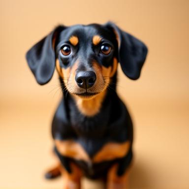 A cheerful Dachshund named Biscuit, proudly displaying a 'sit' command.