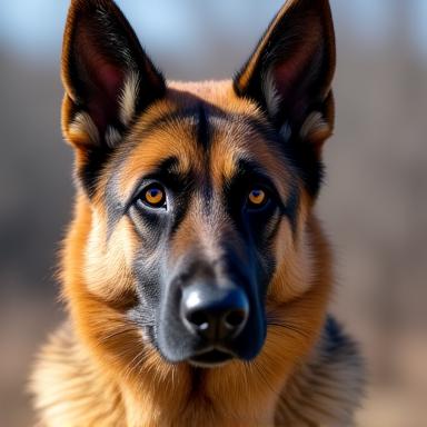 A majestic German Shepherd named Rocky, demonstrating a perfect 'stay' position with focus and calm.
